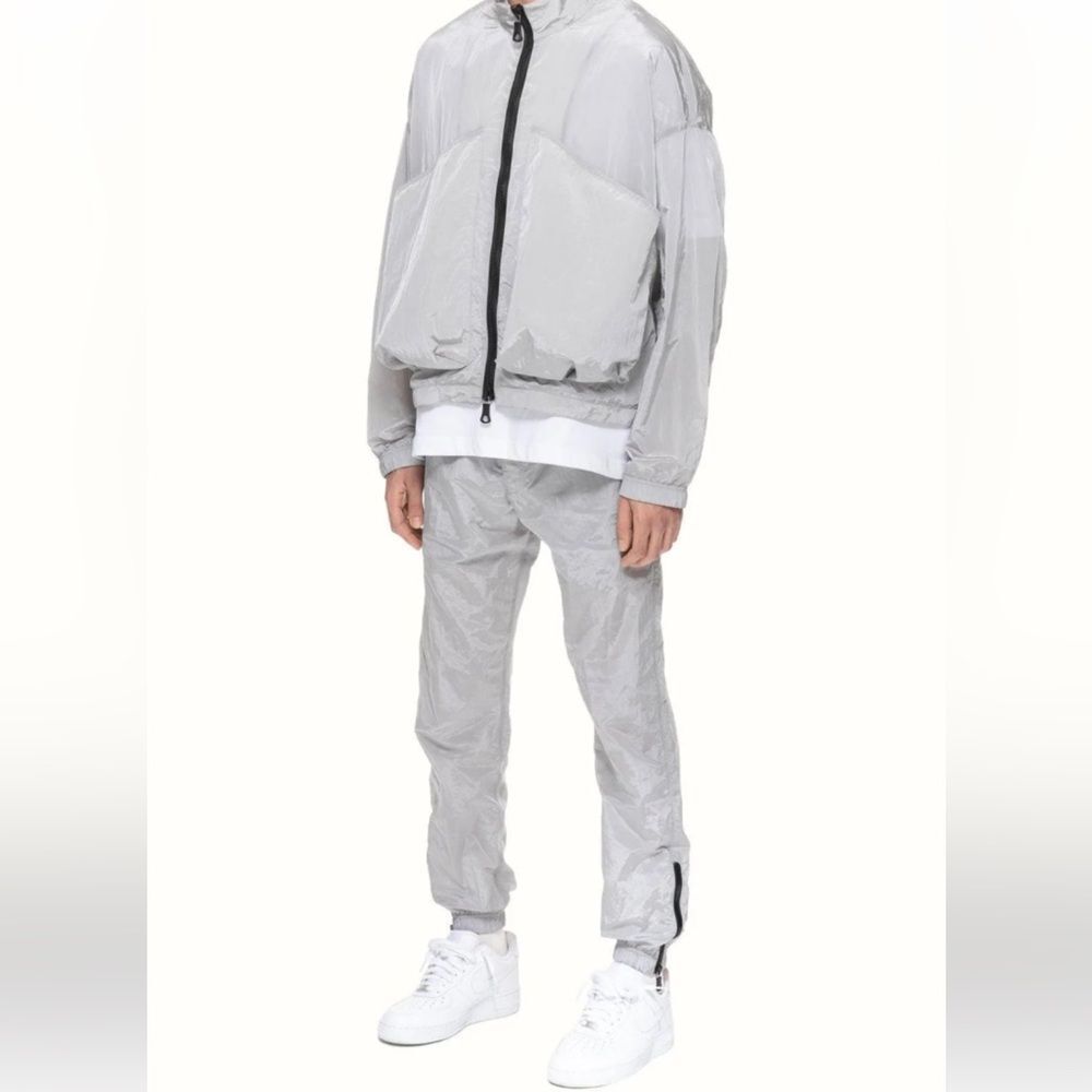 Cole Buxton Nylon‎ Track Pants Silver Metallic Size Large